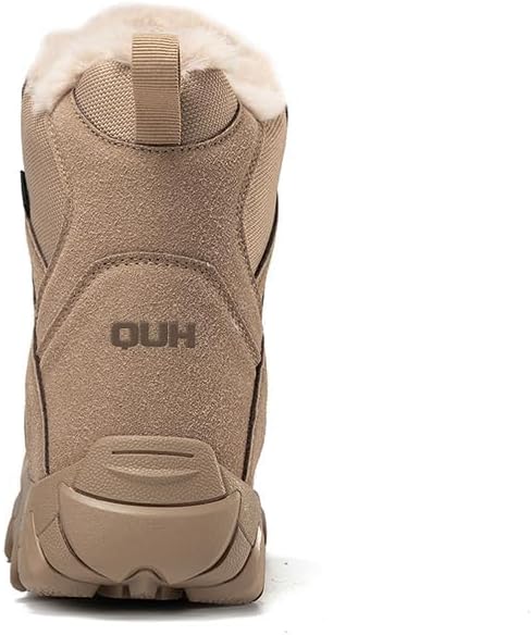 QUH Winter Snow Boots Waterproof Military Training Fur Lined Anti Slip Warm Boots Thickened Cotton Walking Ankle Boots For Man