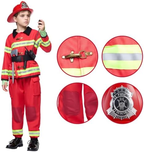 Spooktacular Creations Halloween 14PCS Firefighter Costume for Kids, Boys Fireman Costume with Toys Set for Toddler RolePlay
