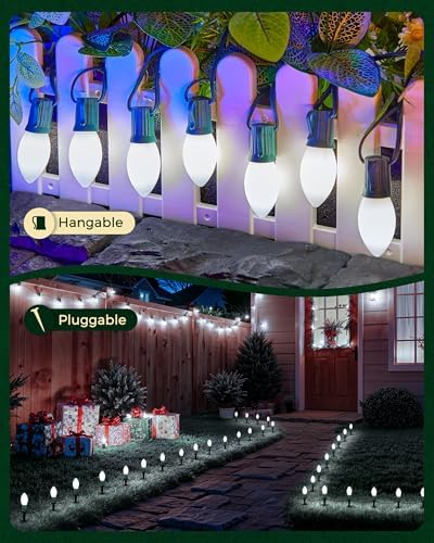 Christmas Pathway Lights Outdoor, 51.4 Ft 40 Bulbs C9 Lights Pure White