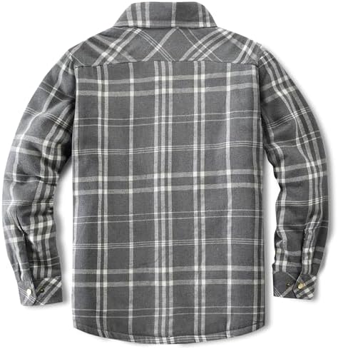 Men's Sherpa Cotton Flannel Shirt Jacket Plaid Button Coat Pocket