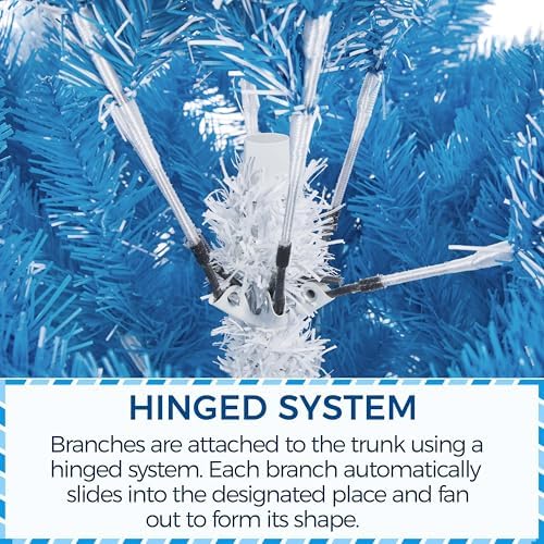 Yaheetech 7.5ft Prelit Flocked Pencil Christmas Tree, Lake Blue Gradient