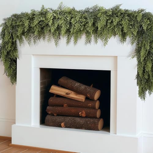 LVZHIYUAN 2 Pcs 6FT Christmas Garland,Real Touch Cedar Garland