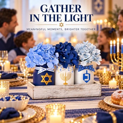 Hanukkah Decorations for Home, Chanukah Table Decor Indoor/Outdoor