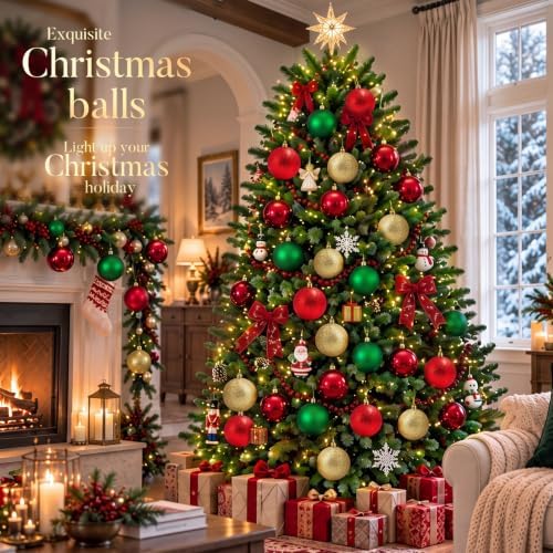 Jenaai 12 Pcs Christmas Ball Ornaments 3.15 Inch Plastic Hanging Bauble