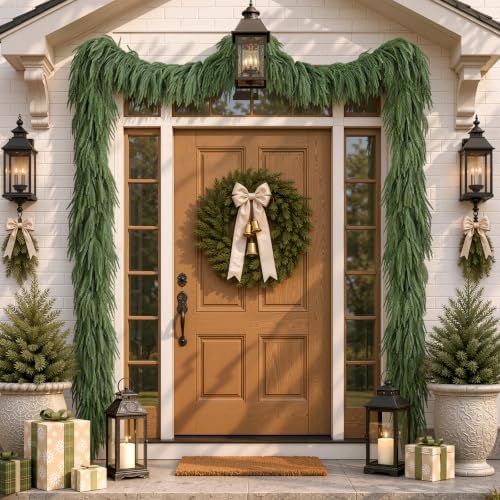 Alupssuc 9FT Christmas Garland, Artificial Real Touch Norfolk Pine Garland