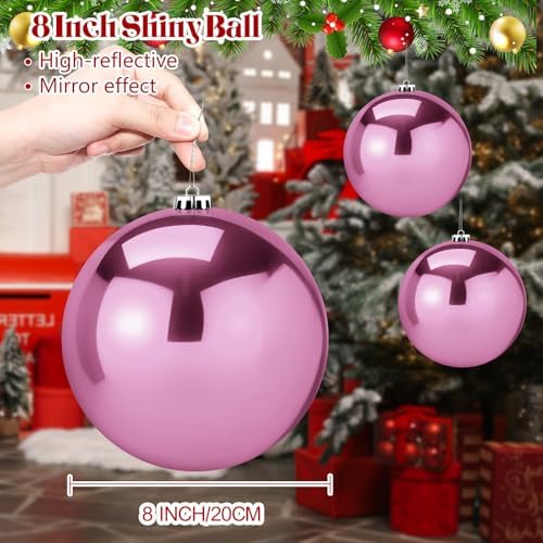 Zubebe 6 Pcs 8 Inch Large Outdoor Christmas Ball Ornaments,Pink