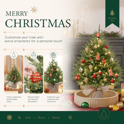 Alupssuc 2ft Prelit Artificial Mini Christmas Tree for Tabletop Desk Decor