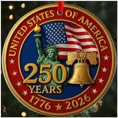 250 Anniversary USA Ornament, 2D Acrylic America Merchandise 250, Christmas in July Decorations, Christmas Decorations, USA 250th Anniversary, USA 250th Birthday Gifts