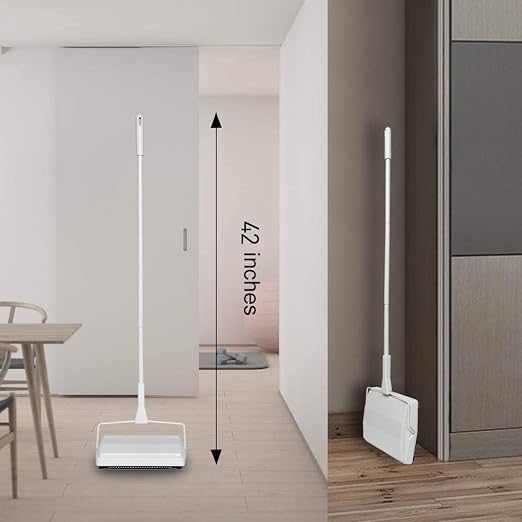 Broom and Dustpan Set for Home, Long Handle Lightweight 180 Degree Rotating Broom Indoor and Carpet Sweeper, Floor Sweeper