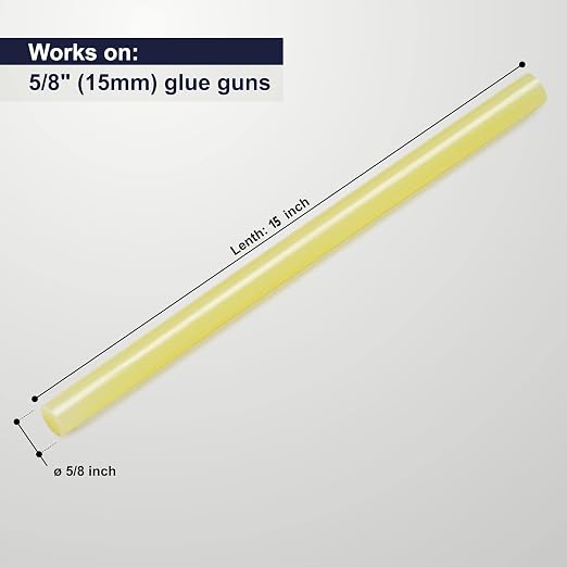 ASA Extended Hot Glue Sticks 5/8" x 15", 25 lb Box, 185 Ct | High-strength, fast-setting extended-length sticks for industrial packaging and woodworking. 25 lb box, 185 sticks.