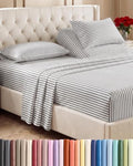 Flex Top Split Head King 4 Piece Sheet Set - Soft & Cooling - Grey Stripes