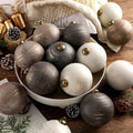 Yunlly 12 Pcs Neutral Christmas Ornament, Bronze Taupe Ivory, 4‘’