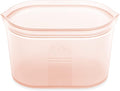 Zip Top Reusable Food Storage Bags | Large Dish [Peach] | Silicone Meal Prep Container | Microwave, Dishwasher and Freezer Safe | Made in the USA