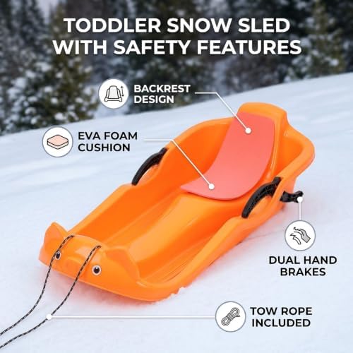 Toddler Snow Sled with Built in Brake System & Backrest