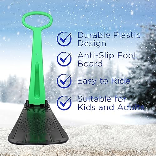 Slippery Racer Kids Lightweight Compact Foldable Downhill Outdoor Winter Ski Scooter Snow Sled (2 Pack)