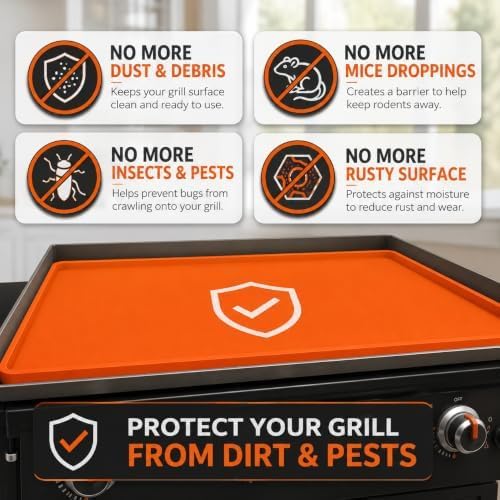 Silicone Griddle Cover for Flat Top Grill | for Cuisinart CGG-180 17" Portable Griddle Protects Grill Surface From Rust And Dust