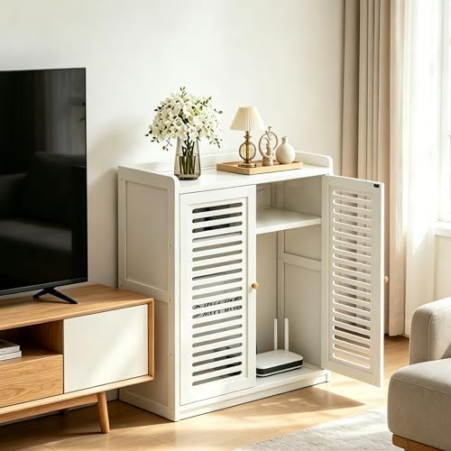 Router Storage Cabinet with Adjustable Shelves,Wifi Router Box Hider