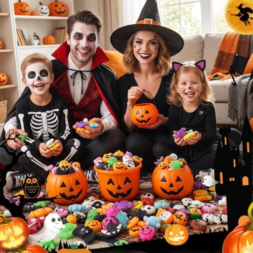 Tiaxidex 72 PCS Halloween Squishies Bulk Mochi Squishy Compact & Portables, Perfect Halloween Sensory Stress Balls for Kids & Adults, Halloween Trick or Treat, Classroom Prizes, and Party Favors