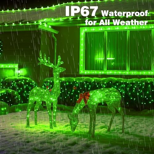164FT Christmas Lights, 500 LED Outdoor Halloween String Lights Green