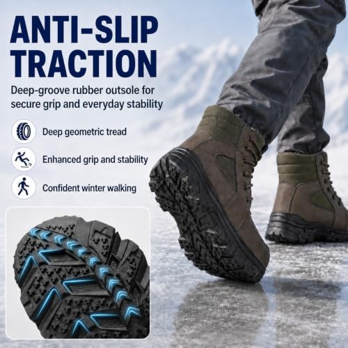Men’s Shearling Lined Waterproof Leather Snow Boots