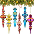 Soulchen 6 Pcs Vintage Glass Finial Christmas Ornaments Charming 6-6.8 Inch
