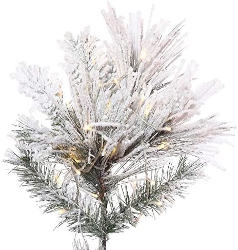 Vickerman 10' x 63" Flocked Atka Pine Slim Artificial Prelit Christmas Tree, Warm White Wide Angle Low Voltage 3mm LED Lights, Snow Covered Faux Tree - Seasonal Indoor Home Decor