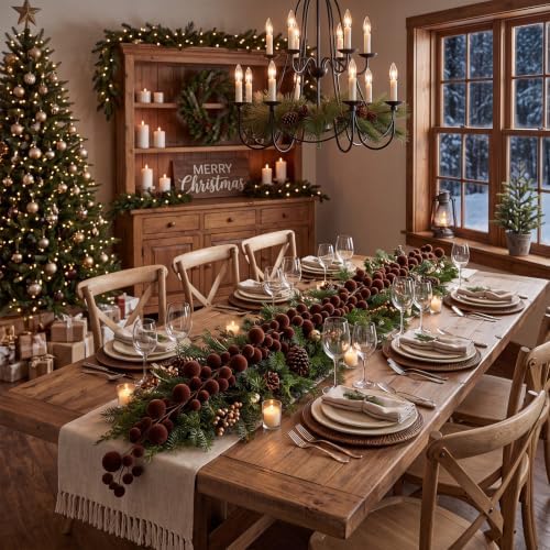 2 Pcs 6 ft Brown Velvet Christmas Ball Ornament Garland