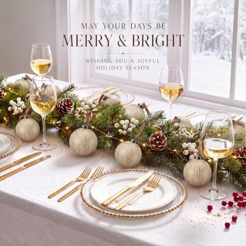 Yunlly 12 Pcs Neutral Christmas Ball Ornament, Rustic White, 3.15''