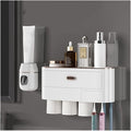 Toothbrush Rack Wall-Mounted Toothbrush Holder Punch-Free Multifunctional Storage Rack with Mouthwash Cup Toothpaste Squeezer Kit Bathroom Toothbrush Holder(B,Medium)