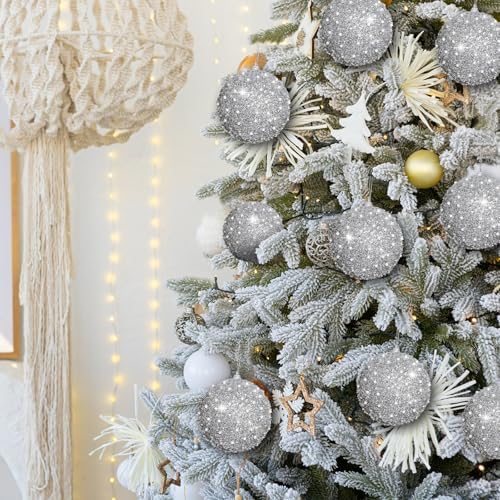 Lyrow 24 Pcs 4" Christmas Ball, Silver