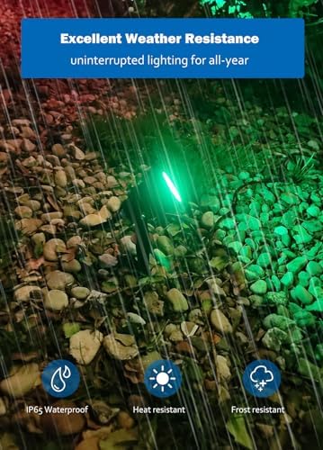 Halloween Christmas Spotlight Outdoor: 12W RGBW LED Spot Lights Outdoor with 16 Color Changing for Yard Garden Decor | 4 Pack of IP65 Waterproof 120V Plug in Landscape Lighting with Remote