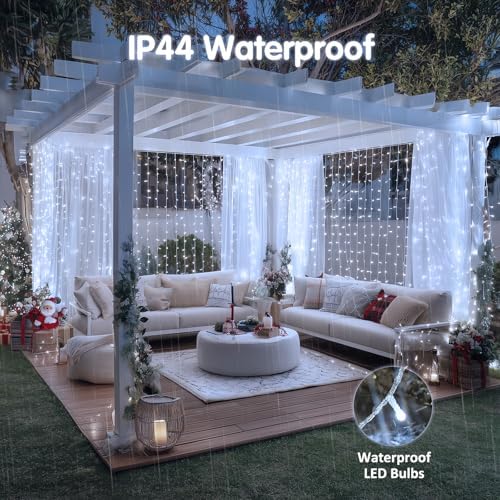 JMEXSUSS 200 LED White Curtain Lights, USB Powered, 6.5ft x 6.5ft