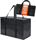 PRO Large Insulated Food Delivery Bag (2XL, Black, 1 Pack) | Thermal bag, For cold & hot food, Water-resistant, Portable cooler, Soft sided catering tote, Grocery bag with zippered top