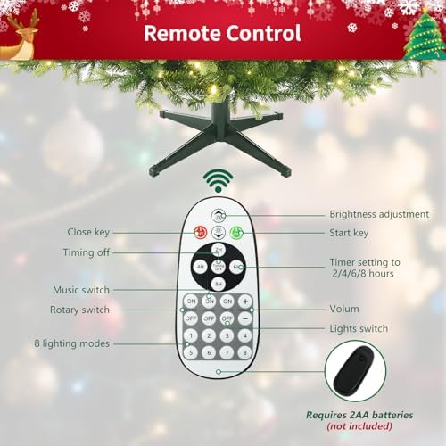 Pre-Lit Rotating Christmas Tree, 6.5FT Artificial for Home Decor