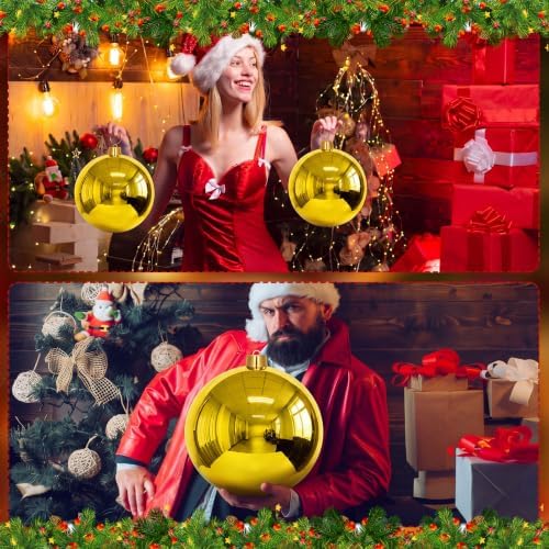 Jerify 2 Pcs 12" Large Christmas Ball Ornaments,Gold