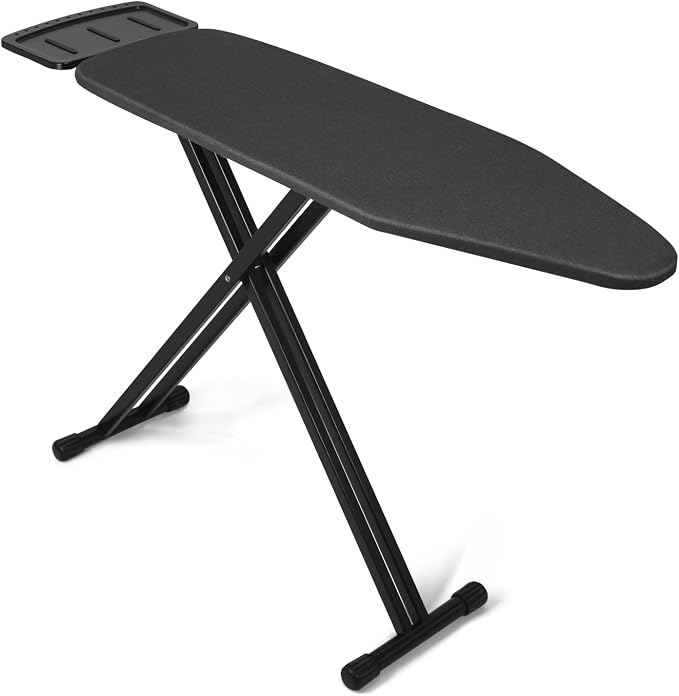Duwee 13"x43" Ironing Board with Heat Resistant Cover and Thicken Felt Pad | Ironing Boards with Silicone Steam Iron Rest, Heavy Sturdy T-Legs,Black