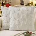 MIULEE Christmas Throw Pillow Covers Cream White Christmas Decorations Set of 2 Xmas Tree 22x22 Pillow Covers Soft Plush Faux Wool Pillowcases Holiday Festivals Winter Home Decor Sofa Couch Bed Porch