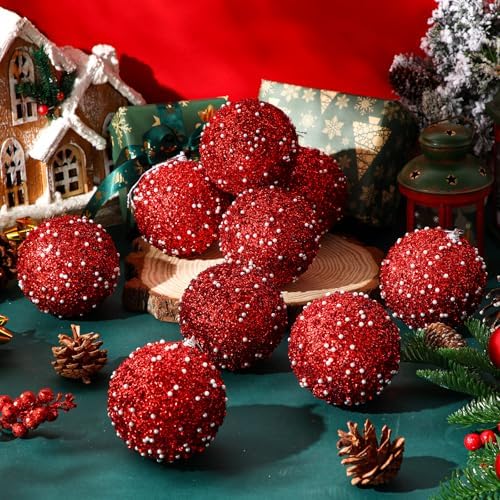 Lyrow 24 Pcs 2.36" Christmas Ball, Red