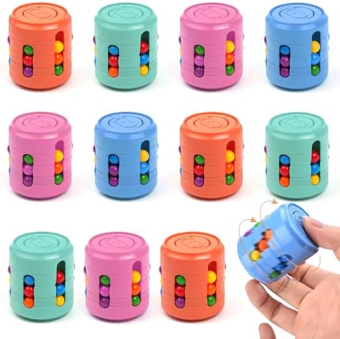 KatchOn, Pack of 24, Bean Fidget Spinners with Sparkle Squishy Cube Bundle - Birthday Party Favors for Kids 8-12, Treasure Box Toys for Classroom Goodie Bags Stuffers for Kids