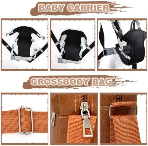 MOVINPE Hangover Costume Halloween Accessories Set, Doll Baby Carrier Brown Wig Fake Beard Moustache Crossbody Bag Sunglasses Bandage Film Character Role-Playing Cosplay Costume