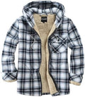 Elesuit Men's Full Zip Fleece Flannel Jacket Shirt Plaid Cotton Hoodie Coat