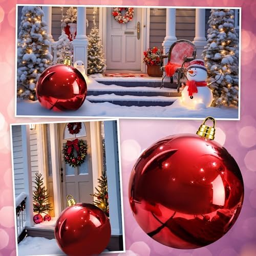 Threan 15.75 Inch Large Red Shiny Christmas Ball Ornaments