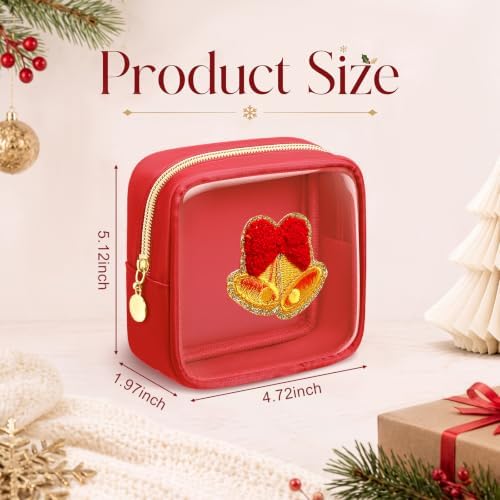 Abbylike 6 Pcs Christmas Preppy Patch Makeup Bags Bulk Polyester Holiday Makeup Bag Skincare Pouch Xmas Zipper Cosmetic Pouch Preppy Thing for Travel Christmas Women Gift (Classic, Multicolor)