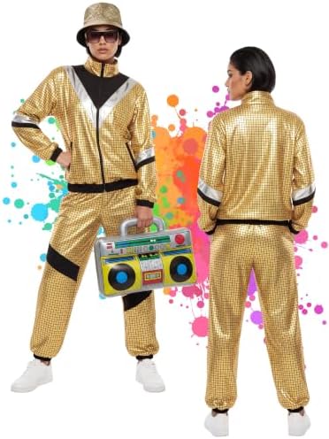 SOMSOC 80s 90s Hip-Hop Tracksuit Costume Set for Men Halloween Party