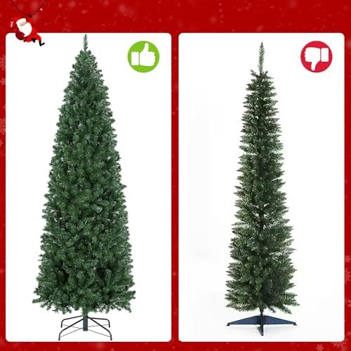 Yaheetech 7.5ft Pre-lit Pencil Artificial Christmas Tree, Green