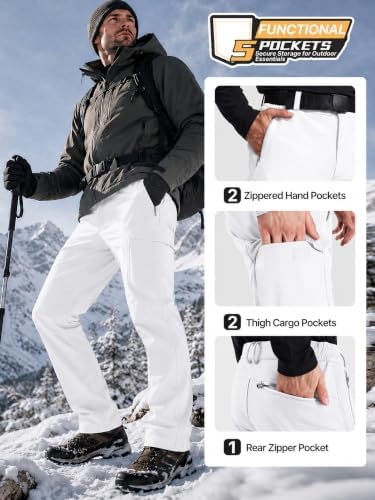 FREE SOLDIER Men's Outdoor Softshell Snow Ski Pants