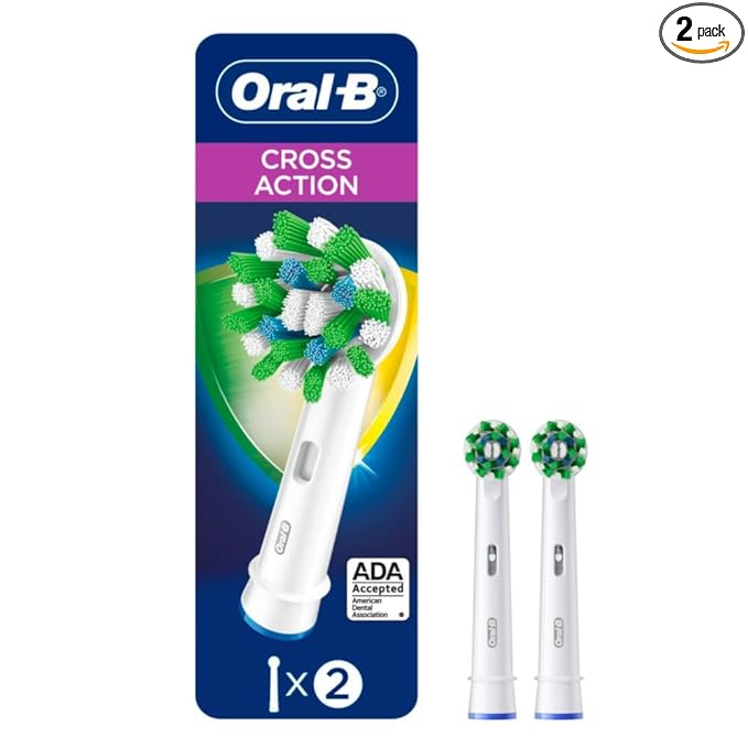 Oral-B CrossAction Electric Toothbrush Replacement Brush Heads Refill, 2ct (Packaging may vary)