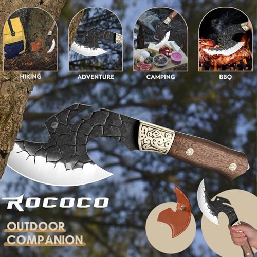 ROCOCO Viking Cleaver Knife Birthday - Full Tang Kitchen Axe Gift Men
