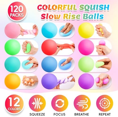VISCOO 120 Pack Slow Rising Stress Ball,Stress Balls for Adults,Fidget Toys