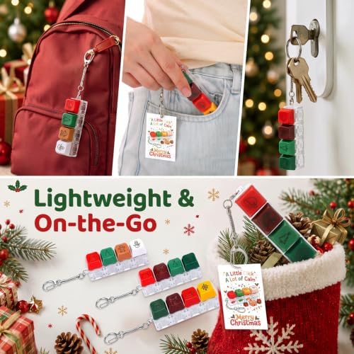Kenning 24 Pack Christmas Keyboard Fidget Keychains with Gift Cards